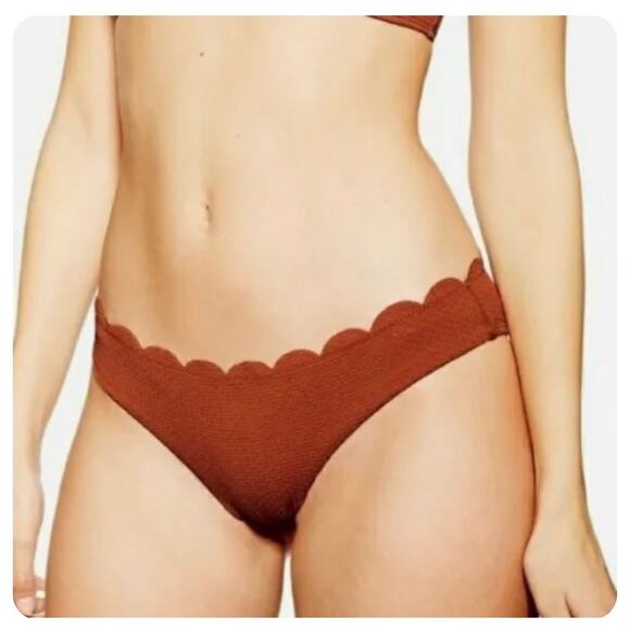 Topshop Textured Scallop Bikini Swim Bottom Rust Brown US Size 8 - Picture 1 of 6